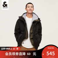 杰克·琼斯（JACK&JONES）秋季男装潮流棉服宽松棉袄保暖外套上衣哑光PU棉衣男 黑色-E41 165/88A/XS