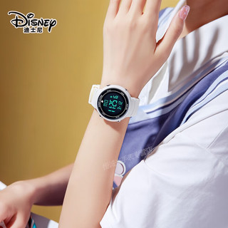 迪士尼（Disney）运动电子手表女防水夜光高中生初中生儿童中 象牙白