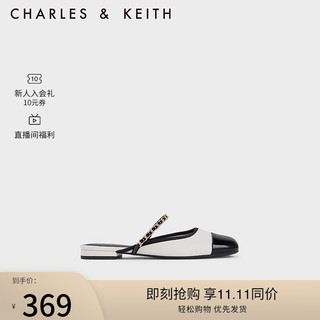 CHARLES&KEITH23冬季链条袢带拼头穆勒拖鞋女CK1-70900488 White白色 40
