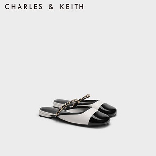 CHARLES&KEITH23冬季链条袢带拼头穆勒拖鞋女CK1-70900488 White白色 40