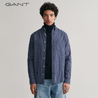 GANT 甘特 冬男士时尚通勤格纹印花长袖衬衫|3230219 410海蓝 M