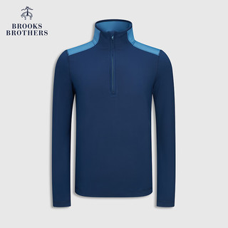 布克兄弟（BrooksBrothers）男士新半高领拉链拼接长袖套头卫衣 4002-蓝色 XS