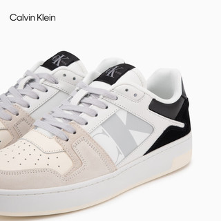 Calvin Klein Jeans男士时尚拼接低帮运动板鞋YM0070 03A-月光白/太空黑 41