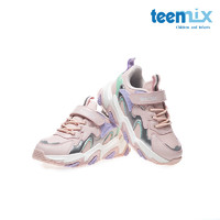天美意（TEENMIX）天美意/Teenmix运动鞋男女童加绒保暖2023冬款皮面防水耐磨跑步鞋  粉色  粉色 31