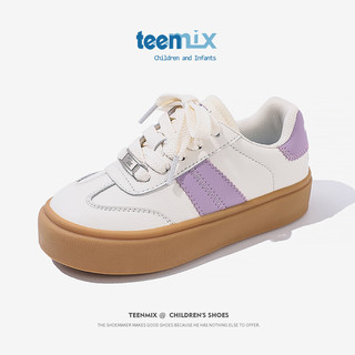 天美意（TEENMIX）天美意儿童滑板鞋秋季男宝宝德训鞋子女童运动鞋大童潮 紫色 36码