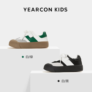 YEARCON 意尔康 童鞋女童运动鞋复古休闲蓬蓬鞋男童时尚板鞋子白/绿30