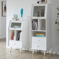 家逸(JIAYI)电视柜北欧实木电视柜茶几组合现代简约电视机柜收纳柜客厅储物柜 白色高边柜