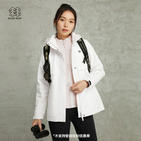 KOLON SPORT/可隆软壳内胆三合一冲锋衣 女子户外戈尔防水防风外套夹克 LKGJ3WN162-CR 米白 155/XS