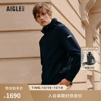 AIGLE艾高秋POLARTEC户外保暖商务休闲全拉链抓绒衣男士外套 黑色 AW141 XXL(190/104A)