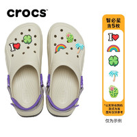 crocs卡骆驰经典猎户洞洞鞋男女同款户外休闲鞋|208365 骨白色/霓虹紫-2CF(含智必星) 36/37(220mm)