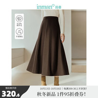 INMAN 茵曼 羊毛呢法兰绒小个子半身裙冬女装A字裙 暗咖啡 S