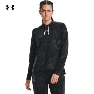 安德玛 UNDERARMOUR）Rival女子棉织印花连帽训练运动卫衣1373035 黑色001 S