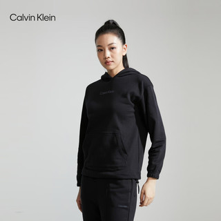 Calvin Klein运动女士简约字母吸湿跑步宽松落肩连帽卫衣4WS3W300 001-太空黑 XS