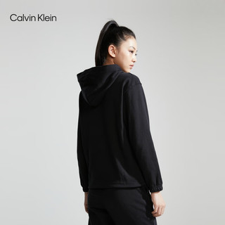 Calvin Klein运动女士简约字母吸湿跑步宽松落肩连帽卫衣4WS3W300 001-太空黑 XS