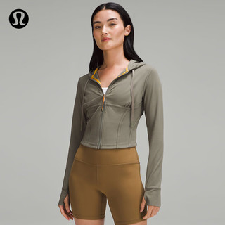 lululemon丨Nulu™ 女士拉链连帽衫 *腰部缝线 LW3HOES 绿灰色 12