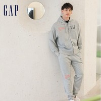 Gap 盖璞 男女装LOGO法式圈织软卫衣809003 秋季情侣拉链开衫休闲外套 灰色 170/84A(XXS)