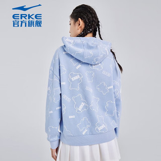 ERKE 鸿星尔克 卫衣女秋季连帽女生套头衫休闲运动上衣 -冰紫色 M