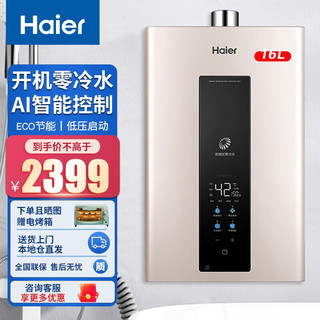 Haier 海尔 16升燃气热水器 JSQ30-16JX3(12T)U1（赠电烤箱）