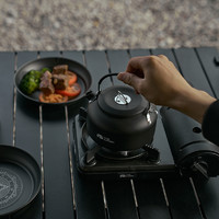 88VIP:牧高笛 黑化露營鋁合金餐具便攜式酒精爐喝茶戶外煮燒水壺野餐水杯