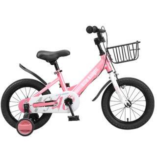 永久儿童自行车3-9岁低跨度车架带车篮带辅助轮男女宝宝童车脚踏车 16寸 粉色