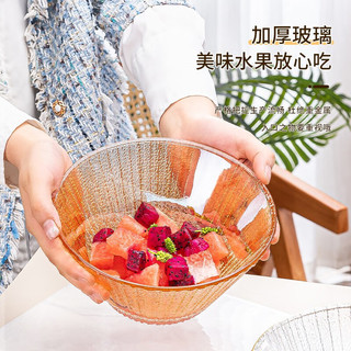 前力玻璃沙拉碗家用水果盘ins风透明大容量高颜值锤纹碗日式果盘 方形透明500ml