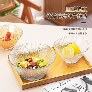 前力玻璃沙拉碗家用水果盘ins风透明大容量高颜值锤纹碗日式果盘 方形透明500ml*2
