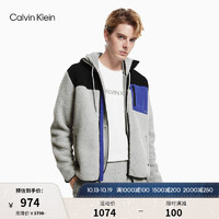 卡尔文·克莱恩 Calvin Klein 运动秋冬男士时尚仿羊羔绒立领拉链拼色简约贴章外套4MF1O514 030-三色拼接 S