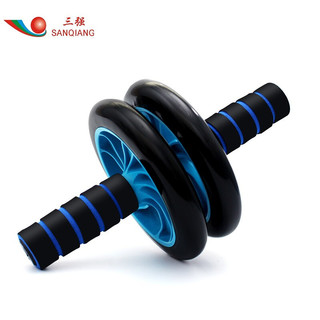 三强 健腹轮低噪型轮子直径15cm健身运动器材双轮PU轮蓝色加厚膝盖垫