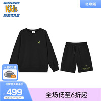 SKECHERS 斯凯奇 童装男童女童卫衣短裤套装2023商场同款活力童服L323K044 碳黑/0018 120cm