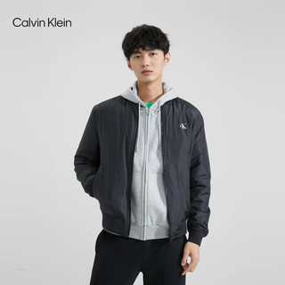 Calvin Klein Jeans男士简约字母印花休闲棒球领棉服外套J324337 BEH-太空黑 L