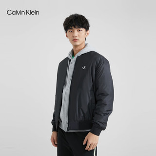 Calvin Klein Jeans男士简约字母印花休闲棒球领棉服外套J324337 BEH-太空黑 L