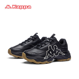 KAPPA卡帕男鞋增高老爹鞋男轻便鞋子男百搭休闲运动鞋跑步鞋潮 C65D-990黑色 38