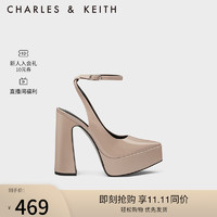 CHARLES&KEITH时尚包头粗高跟芭比鞋凉鞋女CK1-60361483 Nude肉色 39
