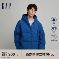 Gap 盖璞 男女装秋季2023新款LOGO防风雨发热保暖连帽外套720840羽绒服 蓝色 185/108A(XL)