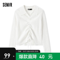 森马（Semir）森马毛衣女短款polo领纯色修身显瘦冬季性感小心机抽绳套头衫法式 本白10101 155/80A/S