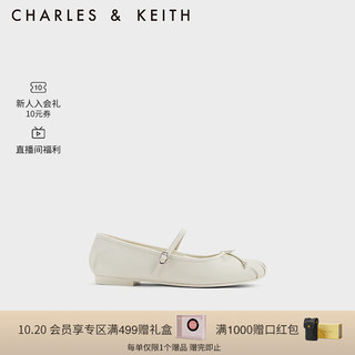 CHARLES&KEITH蝴蝶结平底玛丽珍鞋芭蕾舞鞋CK1-71720057 粉白色Chalk 38