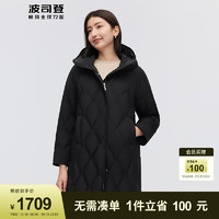 波司登（BOSIDENG）冬女中长款鹅绒羽绒服商务通勤轻便保暖外套B30144164 黑色8056 185/104A体重约150-170斤