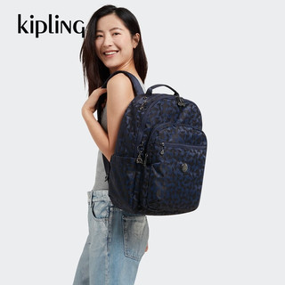 kipling 凯普林 男女款冬大容量书包双肩背包电脑包SEOUL系列 无限深蓝提花