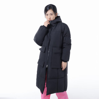 真维斯女装冬季时尚纯色舒适宽松中长款棉衣上衣外套LE 黑色8010 160/84A/M