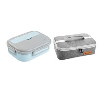 移动端、京东百亿补贴：MAXCOOK 美厨 饭盒+保温袋 4格 1.6L 北欧蓝