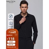 NAUTICA 诺帝卡 TAILORED男士长袖多色衬衣轻奢商务时尚衬衣中青年长袖衬衫 黑色 39