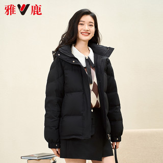 YALU 雅鹿 短款羽绒服女士冬拆卸连帽