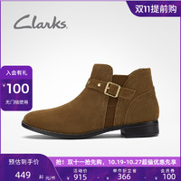 Clarks 其乐 女鞋秋冬潮流时尚搭扣切尔西靴复古及踝靴短靴女