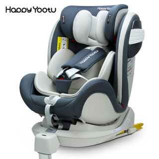 适优途（Happy Yootu）守护甜心0-4-12岁汽车儿童安全座椅360旋转双向ISOfix可坐可躺 浪漫灰
