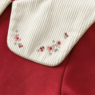戴维贝拉（DAVE＆BELLA）女童休闲套装宝宝衣服加绒儿童卫衣长裤两件套冬童装 红色 90cm（身高80-90cm）