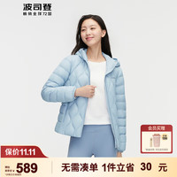 波司登（BOSIDENG）冬户外羽绒服女葫芦纹百搭短款保暖外套 晴山蓝5702 160/84A体重约90-100斤