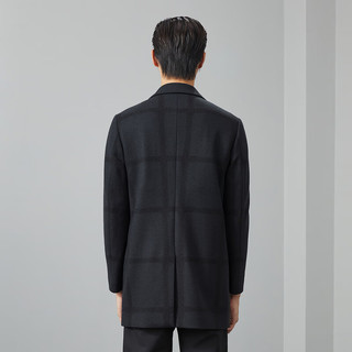 利郎毛呢大衣男中长款格纹设计冬季商务男士羊毛大衣外套 蓝灰(22DYR3102Y) 170/88A