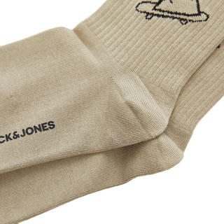 杰克·琼斯（JACK&JONES）男士秋冬季基础字母二双装松紧袜子长袜男休闲袜22331Q018 卡其色/黑色 M