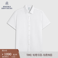 布克兄弟（BrooksBrothers）男士新牛津纺宽距领免烫短袖正装衬衫 1001-白色 14/H