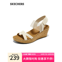 SKECHERS 斯凯奇 鞋坡跟凉鞋女新款简约女单鞋休闲119323 自然色/NAT 37